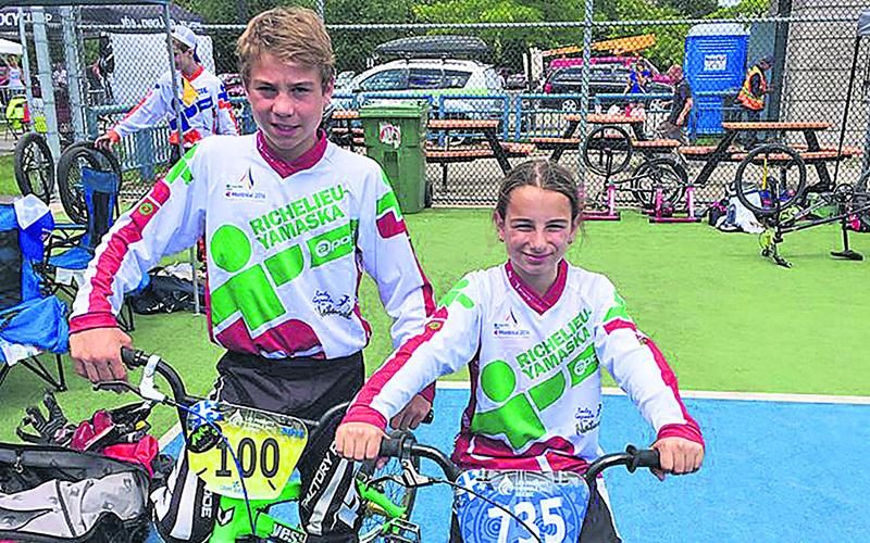 Édouard Proulx et Emy Poirier ont remporté la médaille de bronze au relais par équipe de BMX. Photo Courtoisie Liliane Brisette