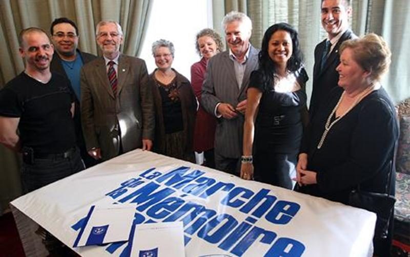 Dans l'ordre habituel : Richard Marquis, du Restaurant l'Espiègle; Karl-André Végétarian, de l'Expo agricole de Saint-Hyacinthe; Claude Bernier, maire de Saint-Hyacinthe; Suzanne Benoît, Caroline Croteau, de la Société Alzheimer des Maskoutains-Vallée des Patriotes; André Lejeune, président d'honneur; l'ex-députée Ève-Mary Thaï Thi Lac, François Gauvin, de Chartwell Québec; et Françoise Jaret.