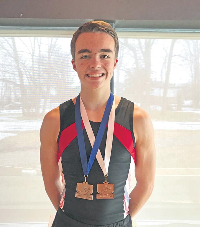William Éthier s’était particulièrement démarqué pour Gymnaska-Voltigeurs à la 2e Coupe Québec avec des podiums en trampoline et double mini trampoline. Photo Courtoisie