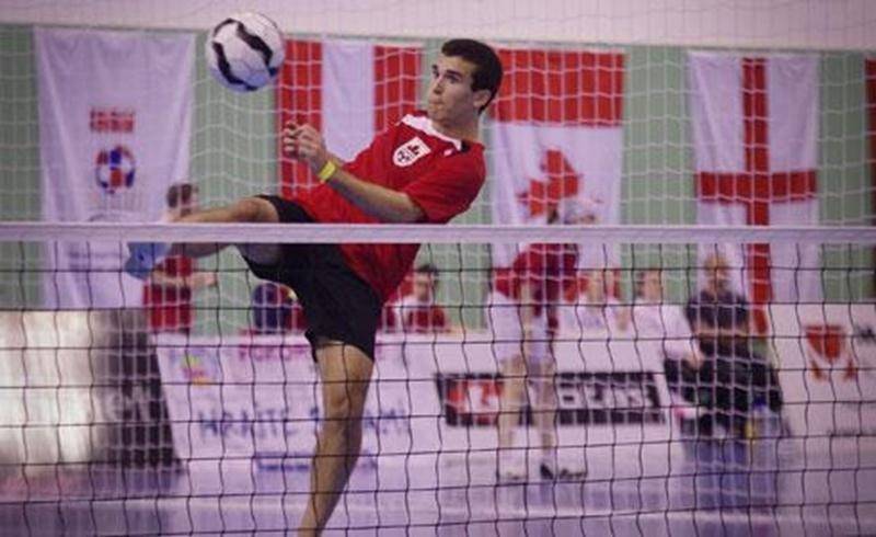 Joé Lachambre en action lors d'une partie de futnet au Championnat du monde U21 en République tchèque.