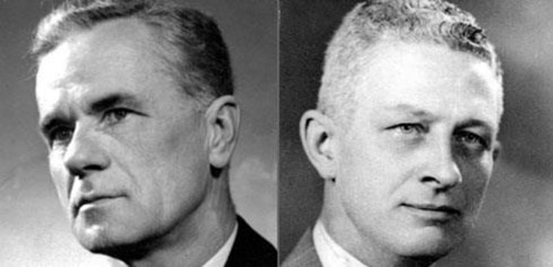 Messieurs L. Édouard Morier et Ernest J. Chartier en 1950. (Archives du Centre d’histoire de Saint-Hyacinthe, CH478-014-PI002-002-0036)