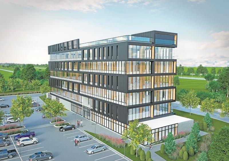 Une vitrine technologique verte et futuriste