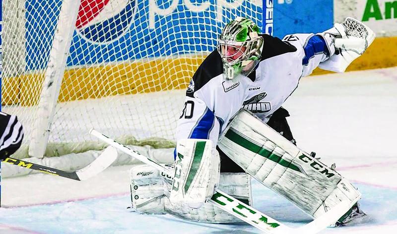 À sa première saison dans la ECHL, Philippe Desrosiers a battu un record de concession avec les Steelheads d’Idaho grâce à une série de 16 matchs sans défaite en temps régulier.  Photo idahosteelheads.com