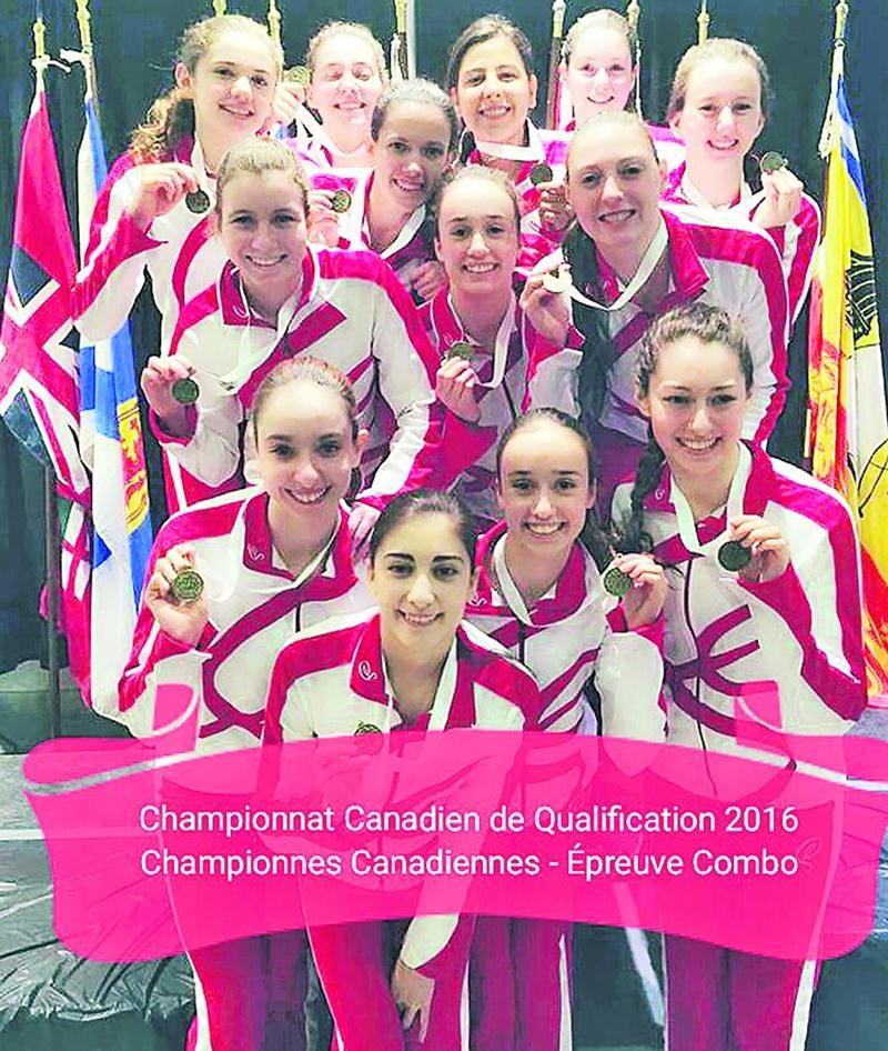 L’équipe combo de Montréal Synchro compte quatre anciennes Vestales dans ses rangs, soit Mélody Roy, Alex-Anne Trudeau, Laurence Trudeau et Emmanuelle Chachaï. Photo Courtoisie