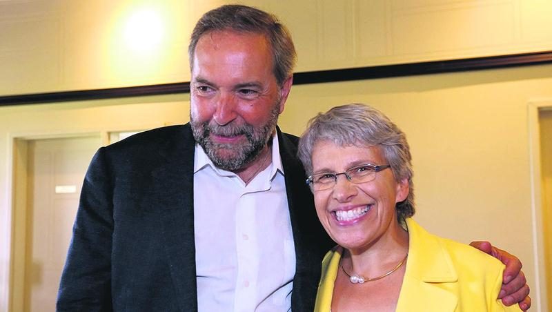 Thomas Mulcair en compagnie de Brigitte Sansoucy à la veille du déclenchement des dernières élections fédérales. Photothèque | Le Courrier ©