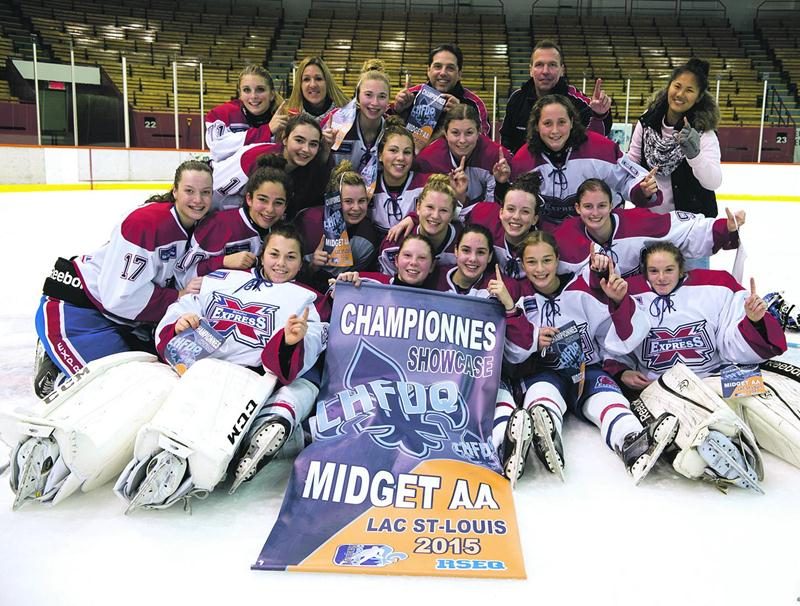 L’Express du Richelieu a défait les Harfangs de Sherbrooke en finale du Showcase Midget AA de la LHFDQ Photo Courtoisie