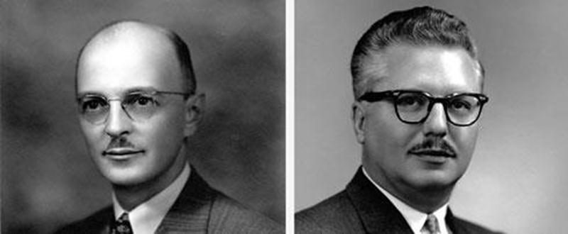 Messieurs Napoléon Laplante, en 1939, et Lucien Brosseau, en 1960. (Archives du Centre d’histoire de Saint-Hyacinthe, CH085-001-001-E0456 et CH085-005-000-0093)