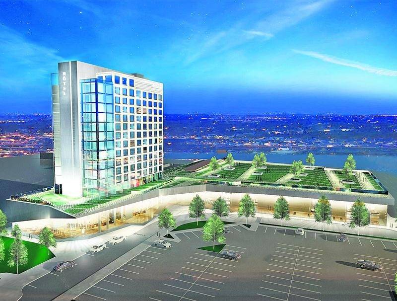 Maquette du futur centre de congrès municipal de Saint-Hyacinthe comportant un hôtel haut de gamme de 200 chambres.