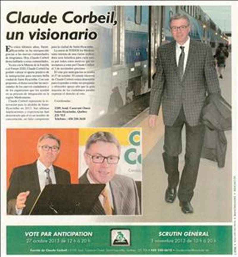 Le candidat à la mairie de Saint-Hyacinthe Claude Corbeil a accordé beaucoup de place au train de banlieue, en route vers son élection de novembre 2013. Photothèque | Le Courrier ©