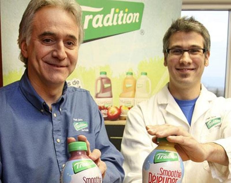 Rémi Gagnon, directeur en recherche et développement et Mathieu Goyette, chargé de projet à l'entreprise les Vergers Paul Jodoin.
