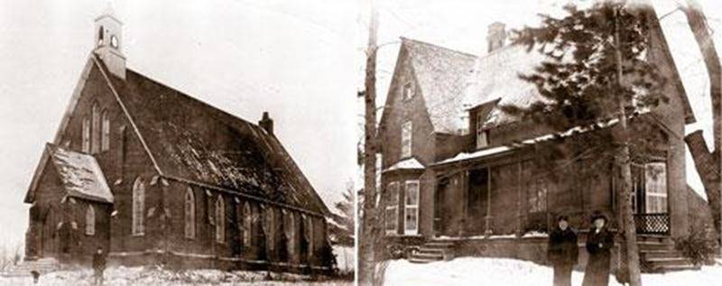 L’église anglicane St Mark’s et la maison du pasteur vers 1915.