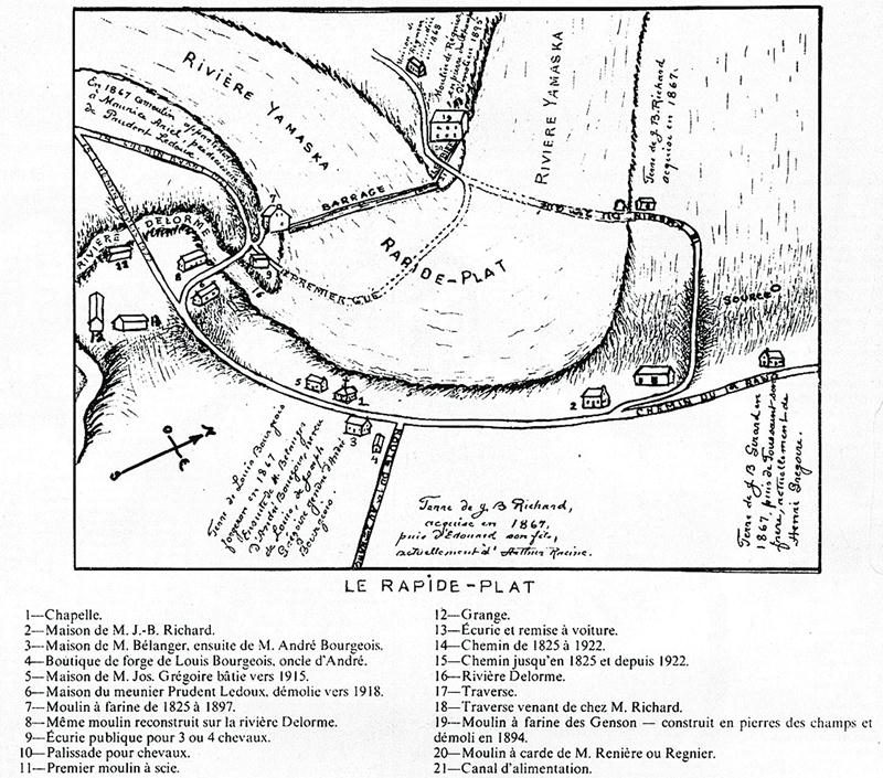 Dessin des installations au Rapide Plat. Collection Centre d’histoire de Saint-Hyacinthe