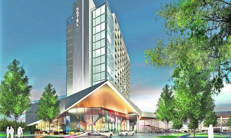 La bannière du futur hôtel haut de gamme de Saint-Hyacinthe devrait être connue ce printemps selon les Centres d’achats Beauward qui en seront propriétaires.