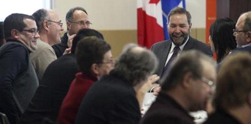 Le candidat à la chefferie du NPD, Thomas Mulcair a participé à un brunch au Centre communautaire Bourg-Joli.