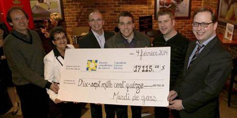 Le 5 e Méchant mardi de gars a permis de remettre la somme de 17 115 $ à la Société canadienne du cancer, région de Saint-Hyacinthe. Les membres du comité organisateur peuvent dire mission accomplie.