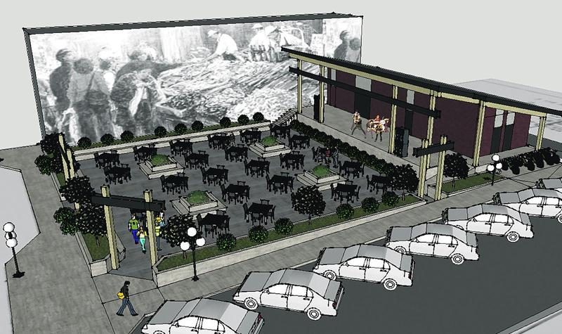 La Place du Marché serait équipée d’une scène et des cases de stationnement 20 minutes seraient créées à sa droite, dans la pente de l’avenue Saint-Denis. Courtoisie de la SDC et Cosmopolite Design