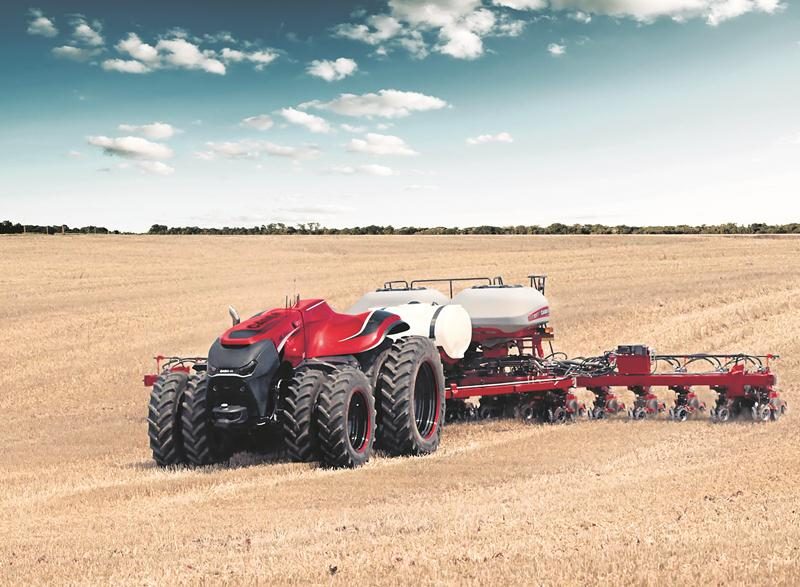 Le géant mondial de la machinerie agricole, Case IH, a conçu un prototype de tracteur autonome commandé et contrôlé à distance dont on a retiré la cabine de pilotage. L’entreprise Case IH commercialise des tracteurs dont les commandes à bord sont de plus en plus informatisées développant ainsi l’autonomie de la machine. Photo courtoisie Case IH