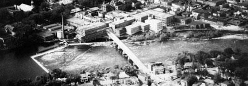 Vue aérienne secteur Penman's vers 1950 BSE14. (Archives du Centre d’histoire de Saint-Hyacinthe)