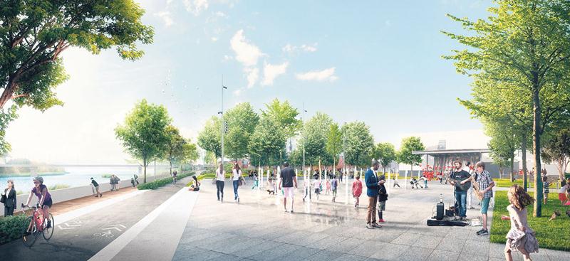 Voici ce à quoi pourrait ressembler l’espace derrière le Centre des arts Juliette-Lassonde dans quelques années. Daoust Lestage