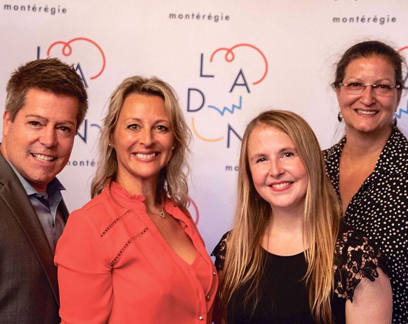 Sur la photo, de gauche à droite, Manuel Hurtubise, animateur de la conférence de presse; Nathalie Dubord, directrice générale de CAE Capital et porte-parole des ambassadeurs LADN Montérégie; Mélissa Chouinard, présidente de l’agence INOVA; et Hélène Demers, présidente de la Table d’action en entrepreneuriat de la Montérégie. Photo Martin Lacasse  | Le Courrier ©
