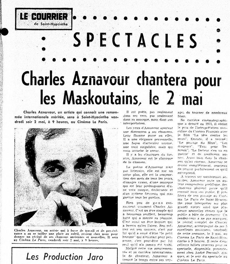 Charles Aznavour avait visité Saint-Hyacinthe plus d’une fois