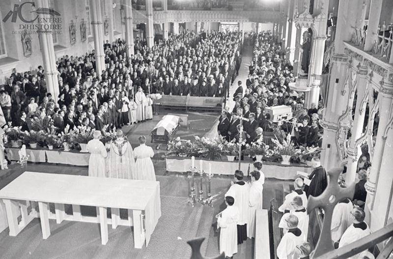Funérailles télévisées de Daniel Johnson, église de Saint-Pie, 1er octobre 1968.