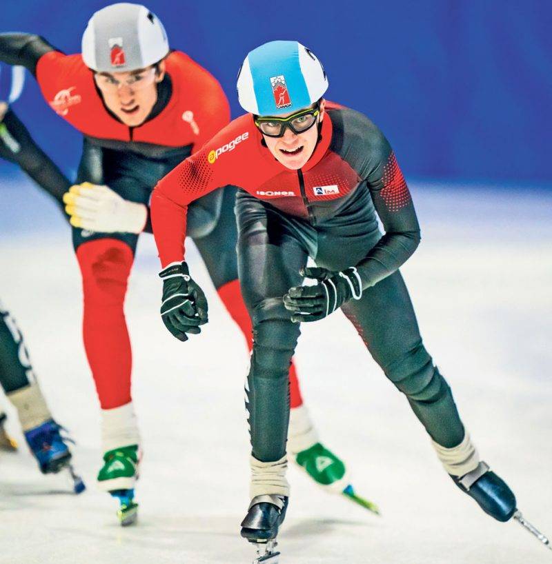 Les performances de Félix Pigeon lors du championnat canadien junior plus tôt en décembre, où il a terminé 4e au cumulatif, lui ont permis de se tailler une place en vue du Championnat du monde junior de patinage de vitesse. Photo Dave Holland, CSI Calgary Photos
