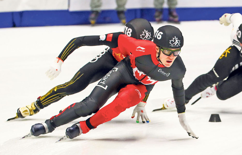 En action sur deux distances en individuel au Championnat du monde junior de patinage de vitesse courte piste, Félix Pigeon a obtenu son meilleur résultat au 500 m avec une 15e place. Photo Greg Kolz