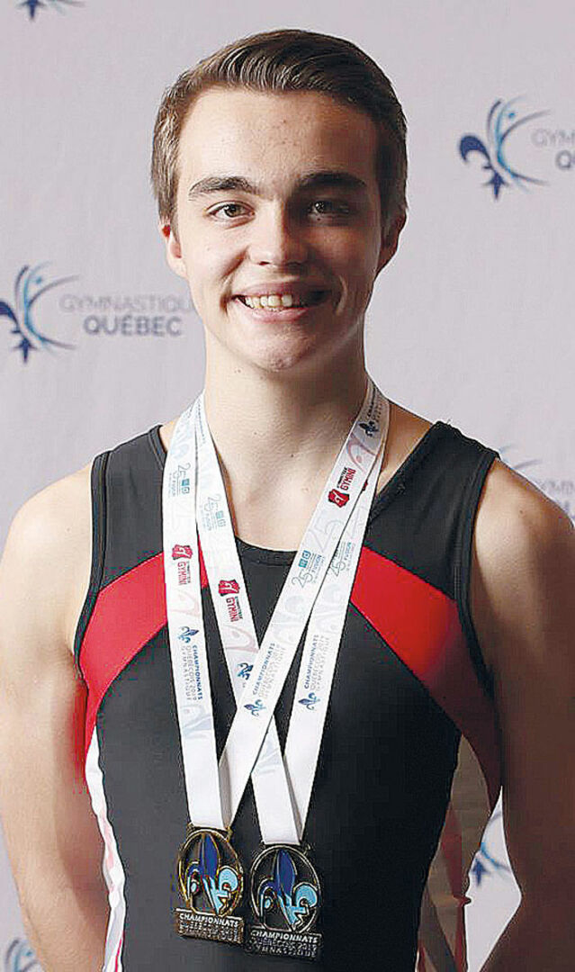 William Éthier, double médaillé au championnat québécois, fait partie des trois athlètes de Gymnaska-Voltigeurs à être qualifié pour le championnat canadien, qui aura lieu plus tard cet été. Photo gracieuseté