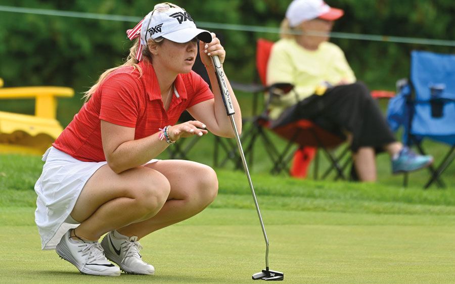 Le travail sur les verts a été plus ardu pour Valérie Tanguay à son premier tournoi sur le circuit de la LPGA et elle compte bien travailler sur cet aspect de son jeu dans les prochaines semaines pour poursuivre sa progression. Photo Bernard Brault / Golf Canada