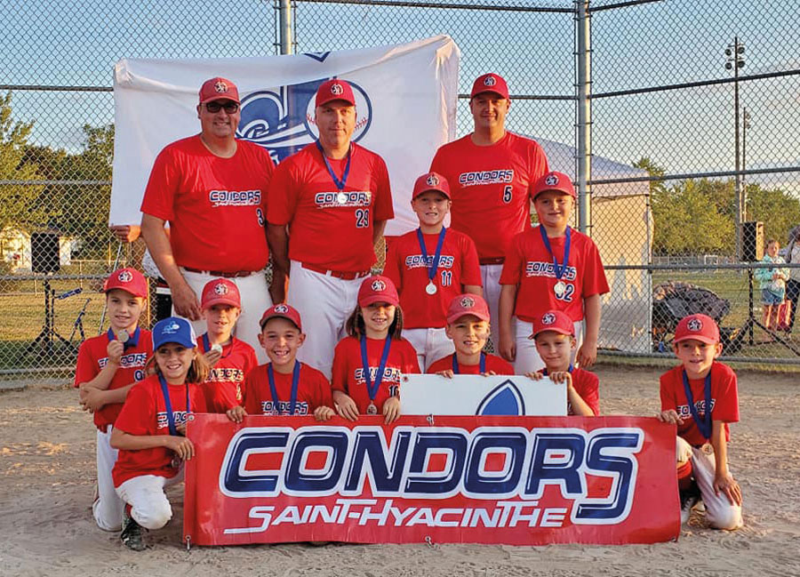 Nos trois équipes médaillées dans la classe atome A, soit les Jays (or), les Condors (argent) et les Cards (bronze). Photo Facebook Baseball Saint-Hyacinthe