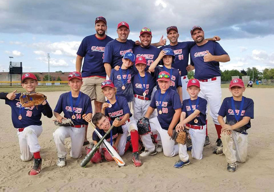 Nos trois équipes médaillées dans la classe atome A, soit les Jays (or), les Condors (argent) et les Cards (bronze). Photo Facebook Baseball Saint-Hyacinthe