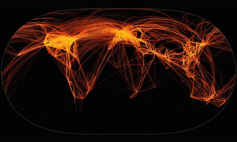 Cette image représente le nombre de vols mondiaux en une seule journée de mai 2019. Photo flightradar24.com
