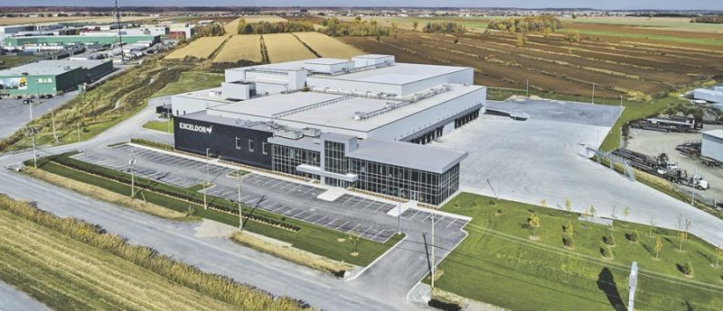 Le nouveau centre de distribution d’Exceldor, situé en bordure de l’autoroute Jean-Lesage à Beloeil, représente un investissement de 39,5 M$. Photo gracieuseté