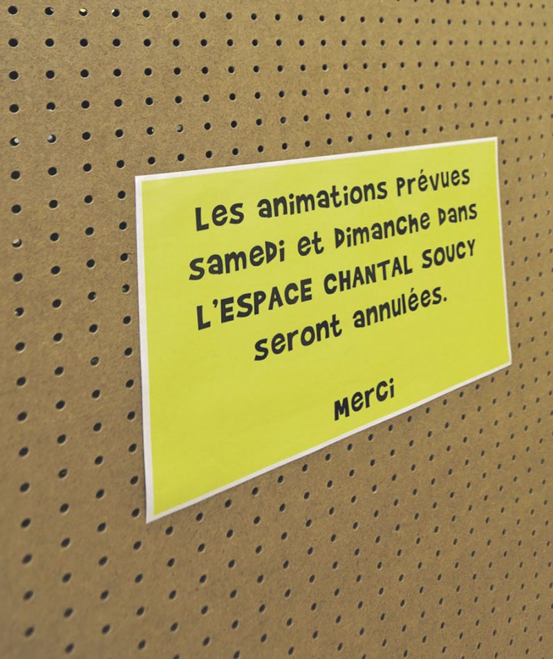 Certaines activités ont été annulées, dont les animations prévues dans l’espace famille Chantal Soucy. Photo Robert Gosselin | Le Courrier ©