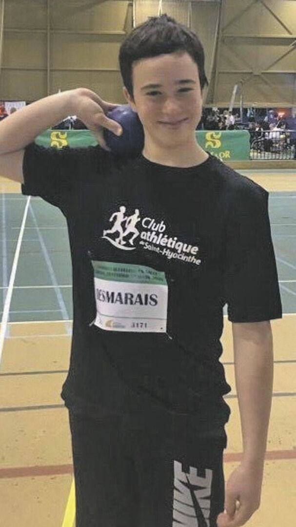 Yarno Desmarais, seul garçon maskoutain, a raflé l’or au lancer du poids. Photo gracieuseté