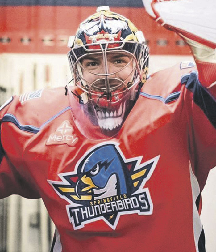 Philippe Desrosiers, qui a disputé toute la dernière saison avec les Thunderbirds de Springfield dans la ligue américaine, fait partie des quatre gardiens que les Panthers de la Floride ont amenés à Toronto pour les séries. Photo gracieuseté