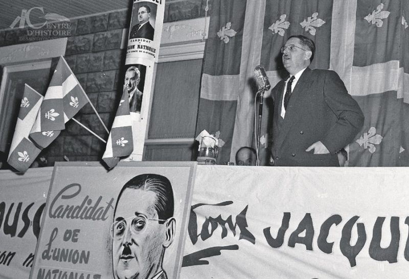 Jacques Bousquet lors de la campagne électorale de 1956. Photo Collection Centre d’histoire de Saint-Hyacinthe, CH116 Fonds Studio Lumière