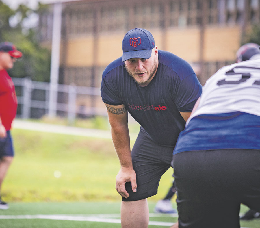 Luc Brodeur-Jourdain lors d’un entraînement. Photo Dominick Gravel - Alouettes de Montréal