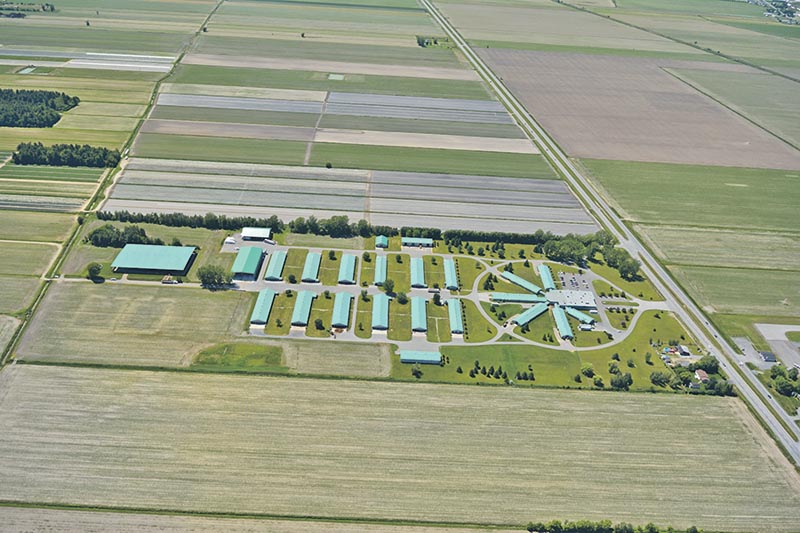 Vue aérienne du terrain de Semex. Photo www.fermes.quebec
