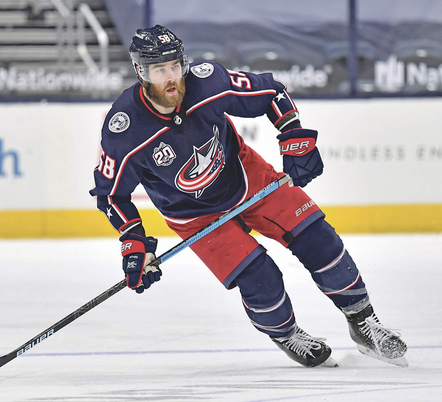 Devenu un pilier de la défensive des Blue Jackets de Columbus depuis son arrivée avec le club en 2011, David Savard dispute déjà une 10e saison dans la LNH. Photo Jamie Sabau