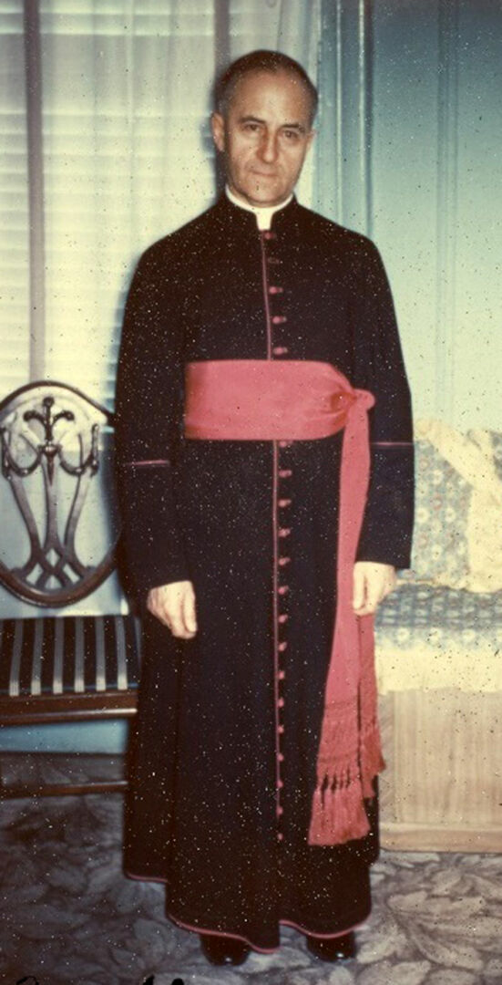 Mgr Louis-Philippe Phaneuf à Saint-Mathias en 1955. Photo Centre d’histoire de Saint-Hyacinthe, CH057
