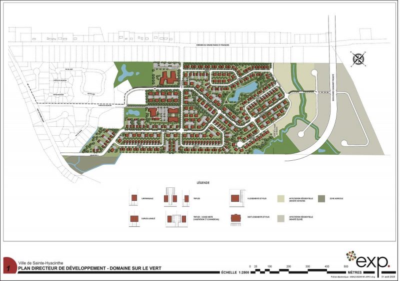 Le plan directeur de la phase 2 du Domaine sur le Vert. Ville de Saint-Hyacinthe