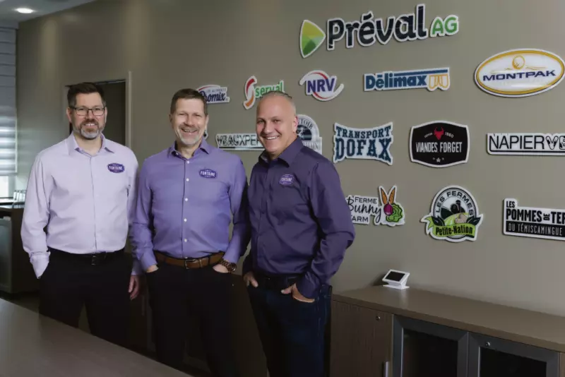 Alexandre, Fabien et Donald Fontaine travaillent conjointement dans leur entreprise Préval AG regroupant 37 filiales agroalimentaires. Photo gracieuseté