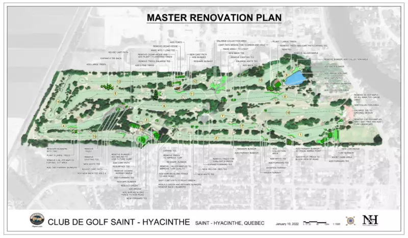 Le Club de golf de Saint-Hyacinthe a dévoilé les plans des travaux majeurs qu’il compte réaliser dans les prochaines années. Une première phase se mettra d’ailleurs en branle dès cet automne. Photo gracieuseté