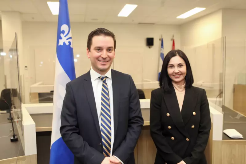 Le ministre de la Justice et procureur général du Québec, Simon Jolin-Barrette, et la députée de Saint-Hyacinthe, Chantal Soucy.