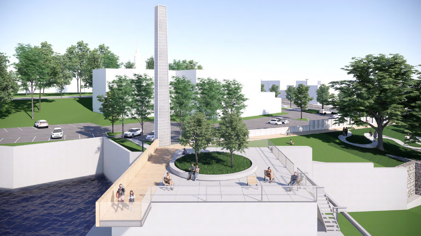 Un espace de repos sera aménagé sur la mini-centrale existante. Maquette firme Daoust Lestage
