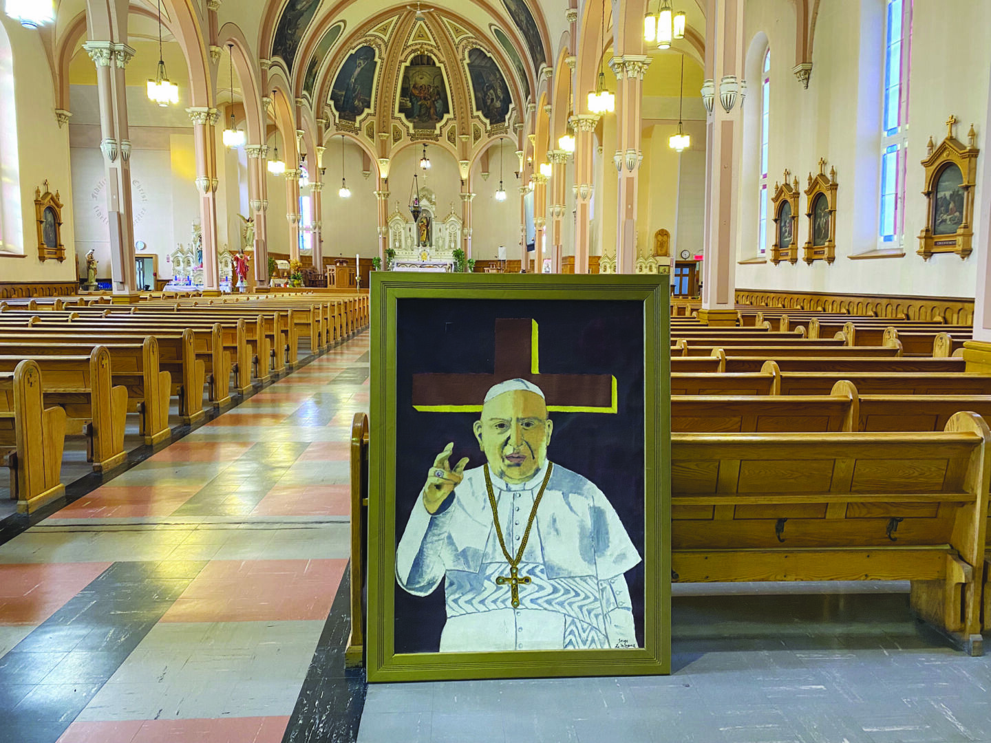 L’œuvre Jean XXIII de Serge Lemoyne est exposée à l’église Saint-André d’Acton Vale. Photothèque | Le Courrier ©
