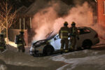 Un véhicule prend feu à Douville