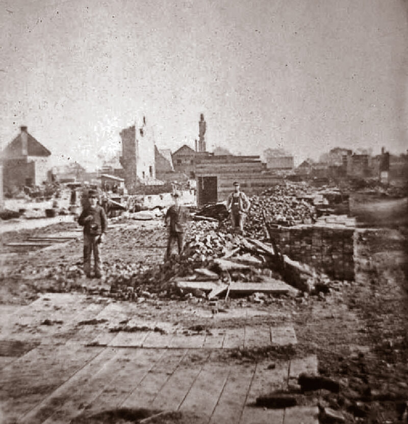 Incendie de 1876. Photo Centre d’histoire de Saint-Hyacinthe, Fonds CH478